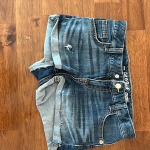 American hand-painted dark wash jean shorts
